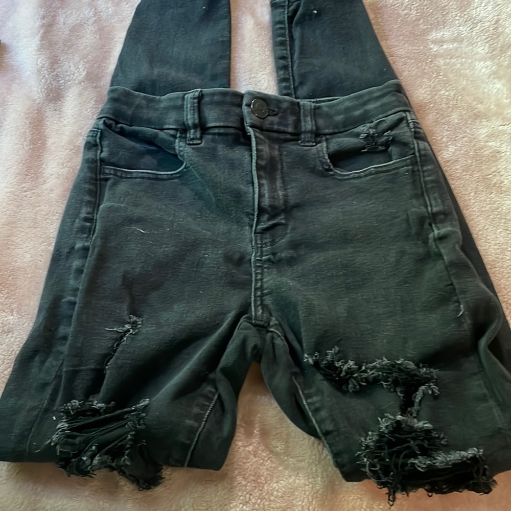 American Eagle Black Ripped Skinny Jeans